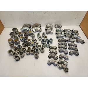 Lot 78 pcs assorted Appleton Liquid Tight Connector Fittings 1/2", 3/4", 1"